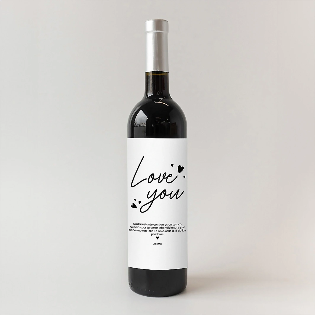 Personaliza Vino 3V con etiqueta "Love you"	 21232-P