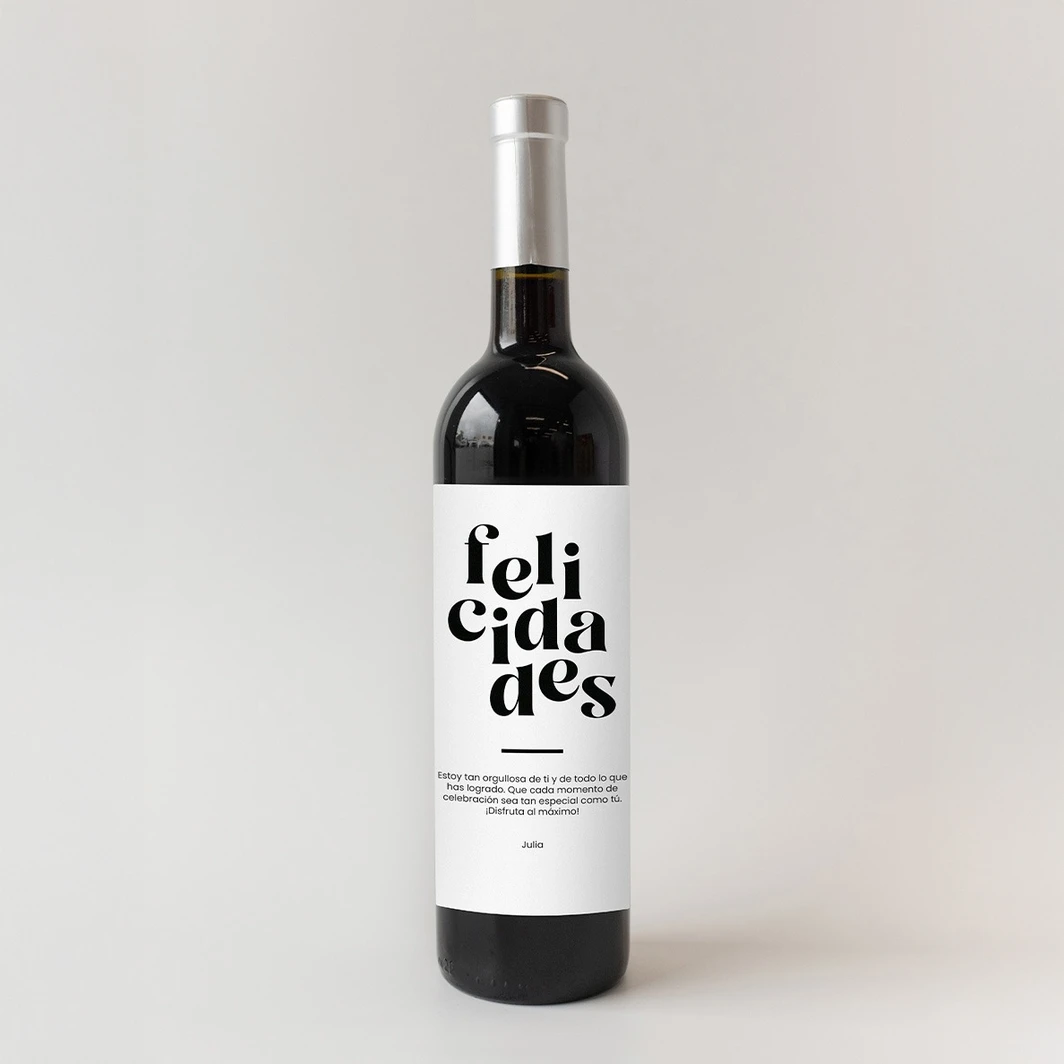 Personaliza Vino 3V con etiqueta "Felicidades"	 21241-P