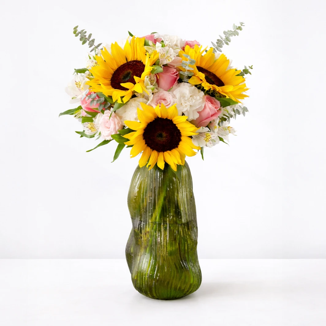 Arreglo de Girasoles y Rosas Rosa 21576