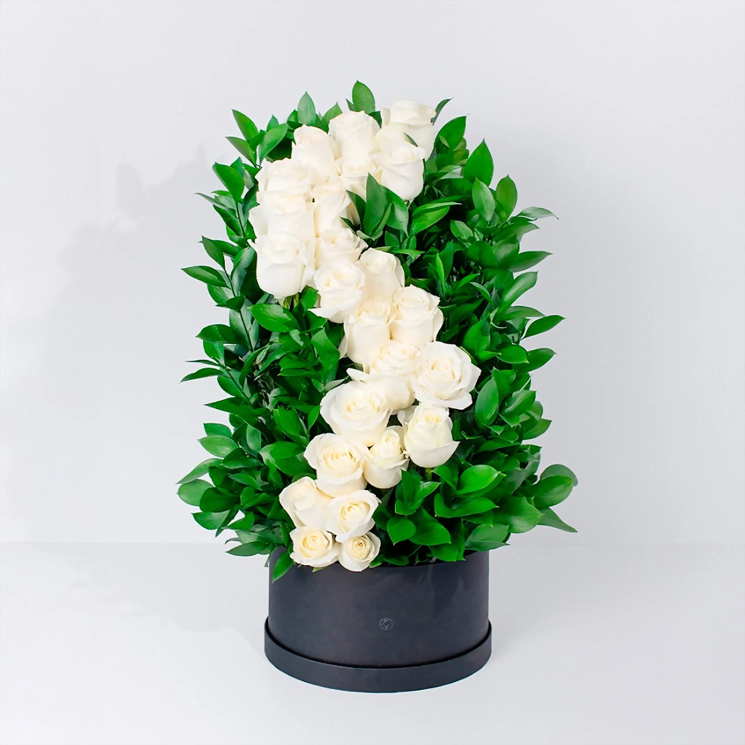 Arreglo de 24 Rosas Blancas en Caja 21688