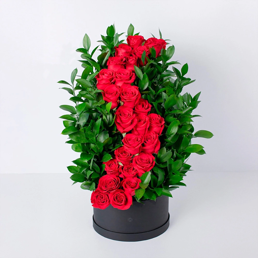 Arrangement of 24 Red Roses in a Box 21689