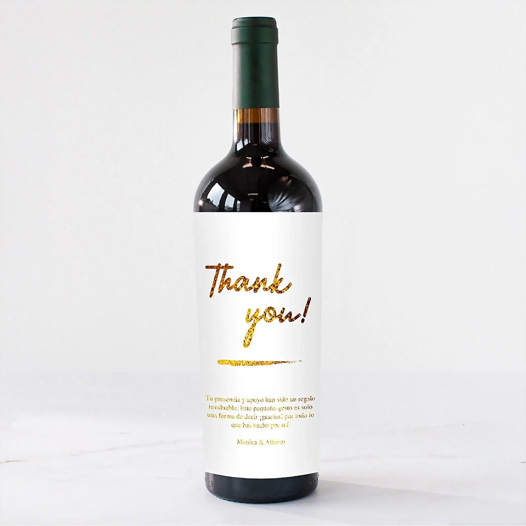Personaliza Vino Tinto Tablas con etiqueta "Thank you" 21704-P