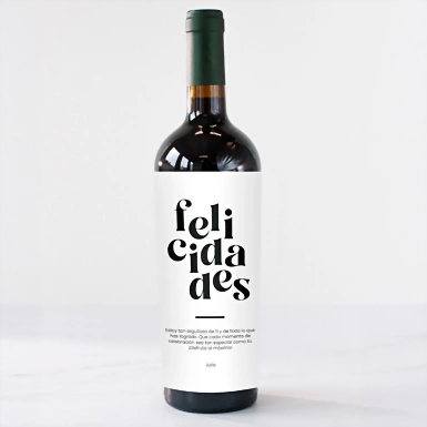 Personaliza Vino Tinto Tablas con etiqueta "Felicidades" 21712-P