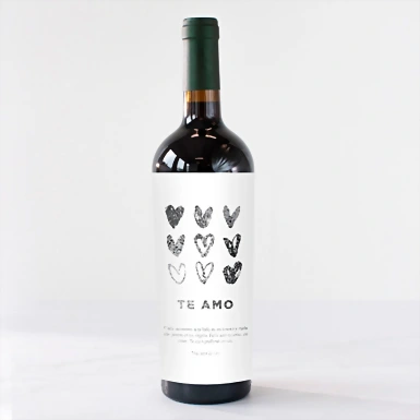 Personaliza Vino Tinto Tablas con etiqueta "Te amo" 21716-P