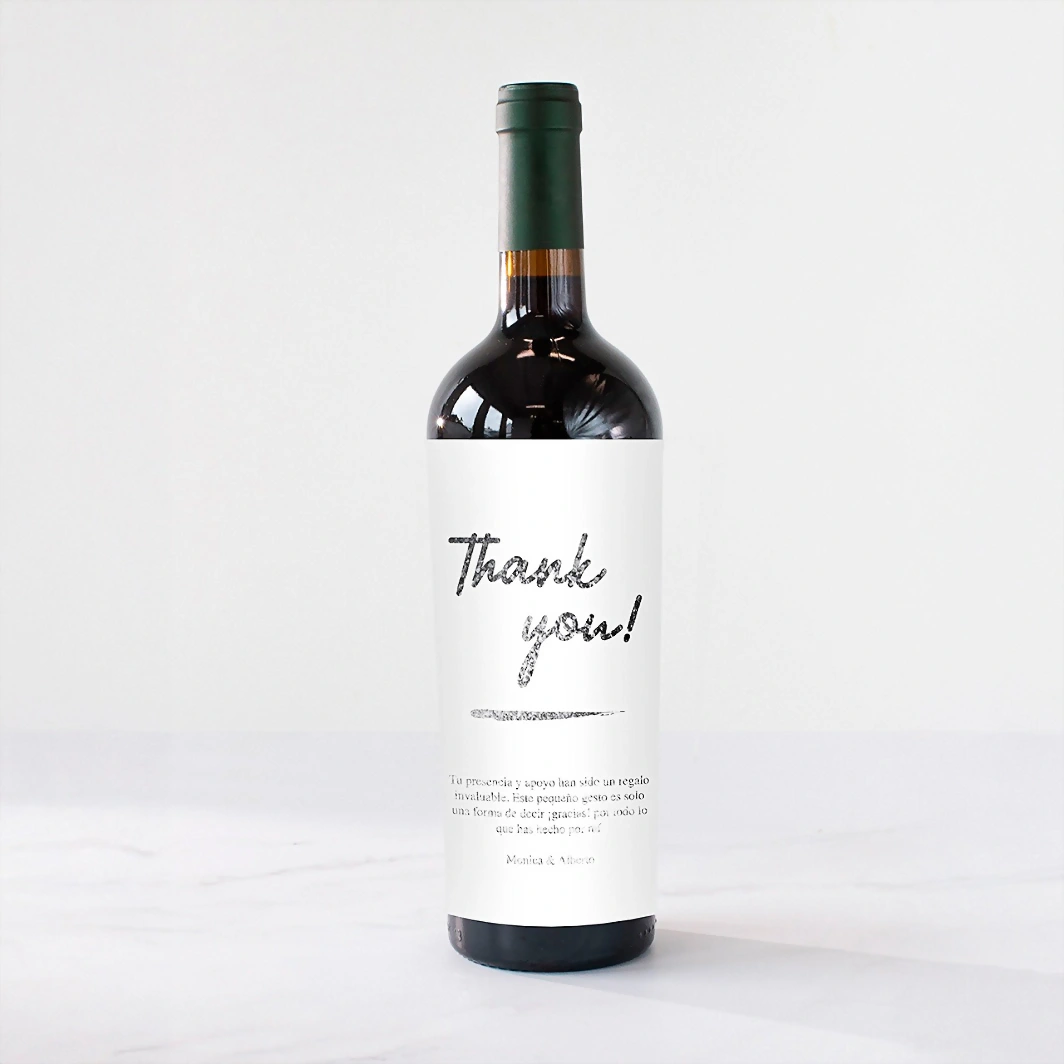 Personaliza Vino Tablas con Etiqueta "Thank you" 21718-P