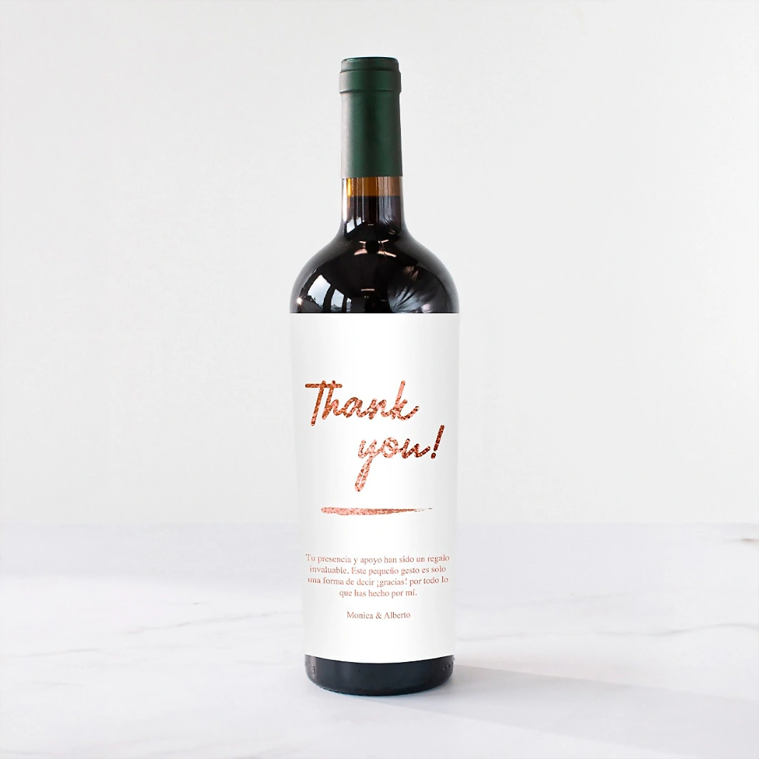 Personaliza Vino Tinto Tablas con etiqueta "Thank you" 21725-P