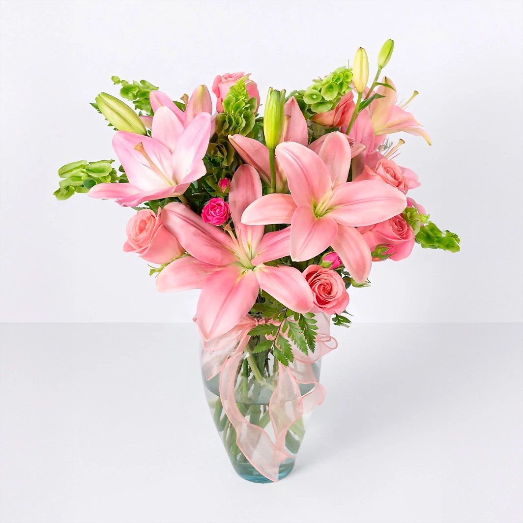 Arrangement of Pink Lilys with Mini Roses 21789