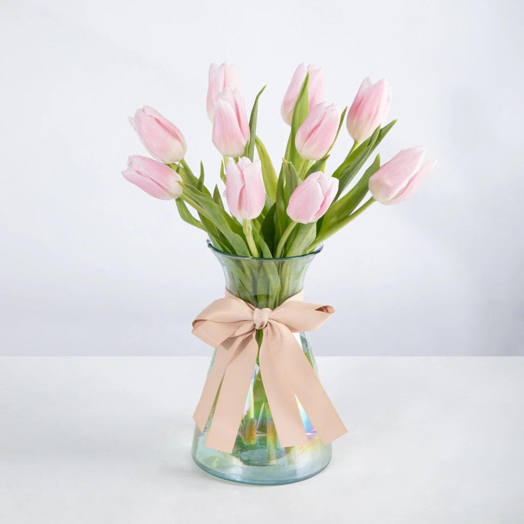 10 Tulipanes Rosa en Jarrón 21825