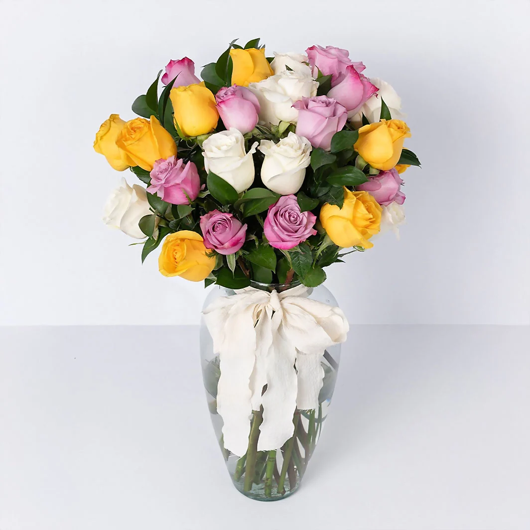 Arrangement of 24 Colored Roses 21872