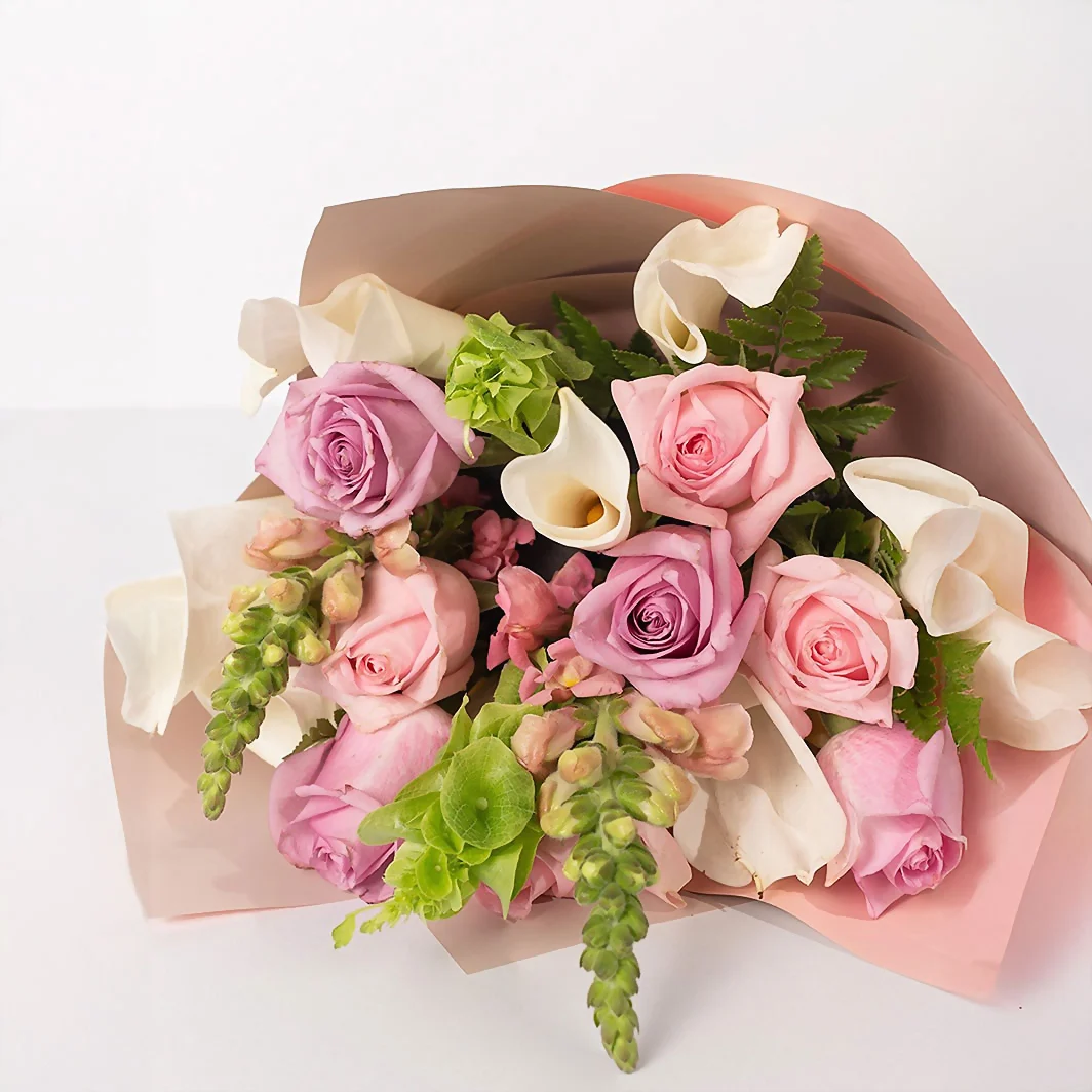 Bouquet with Calla Lilies and Colorful Roses 22057