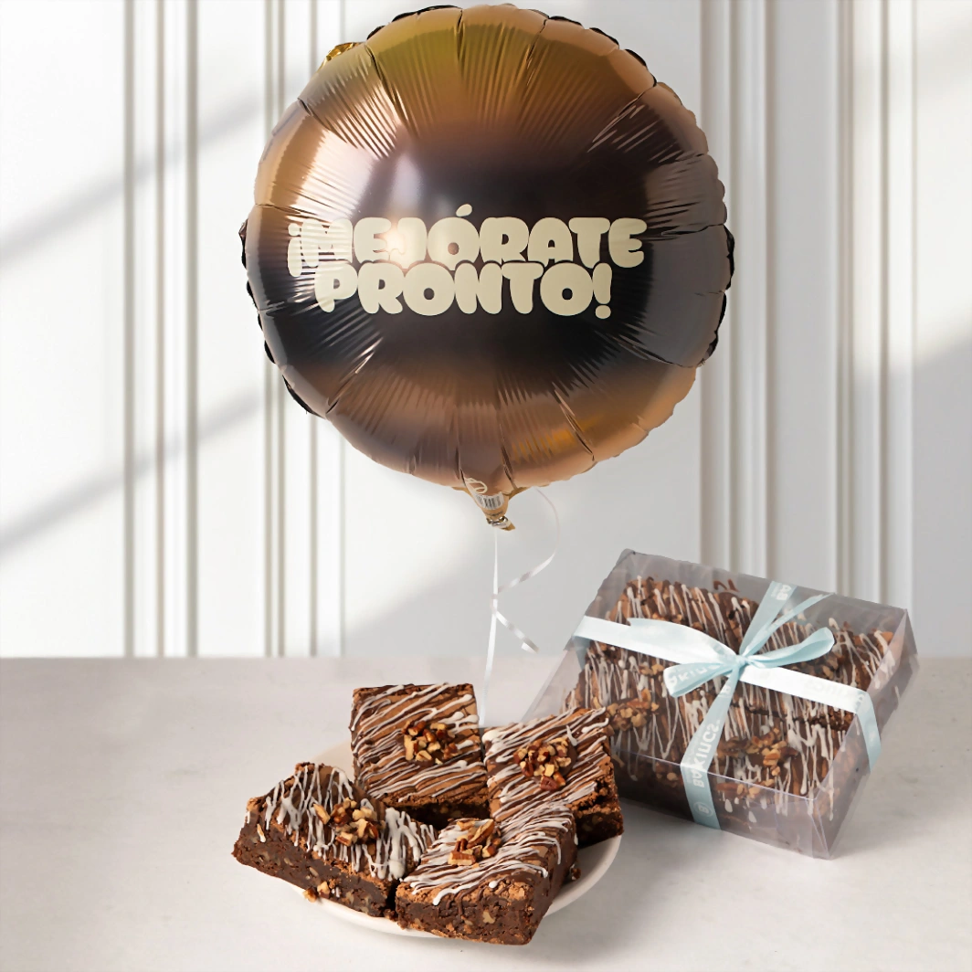 Globo "Mejórate Pronto" con Brownies Bakings 22090