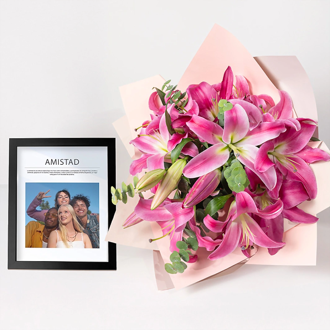 Marco Amistad con Ramo de Stargazer 22639