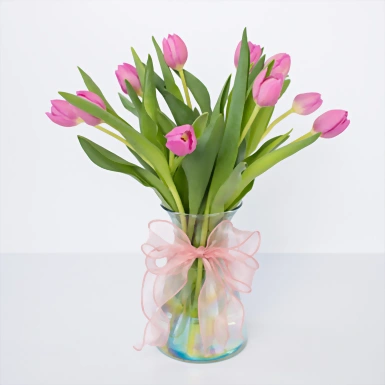 10 Tulipanes Fucsia en Jarrón 22641