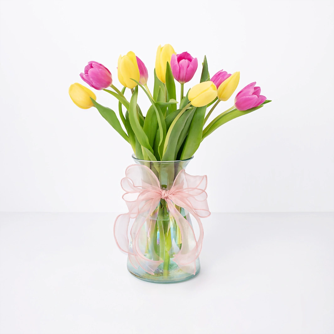 10 Tulipanes Fucsia y Amarillos 22645