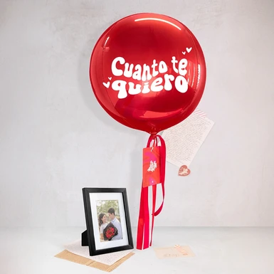 Personaliza Marco Negro con Globo "Cuanto Te Quiero" 22691
