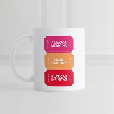 Personaliza taza diseño "Abrazos, Amor y Pláticas" 15oz 22787-P