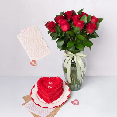 12 Rosas Rojas con Pastel La Divinata 22861
