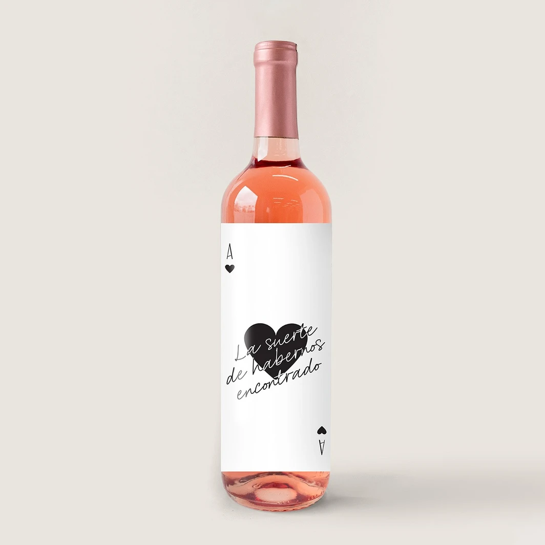 Vino Beringer con etiqueta "La suerte de habernos encontrado" 22876