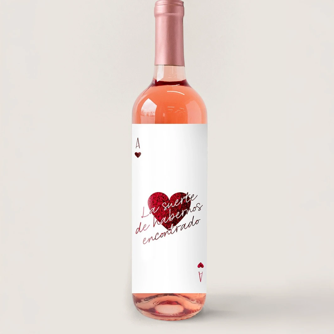 Vino Beringer con etiqueta "La suerte de habernos encontrado" 22877