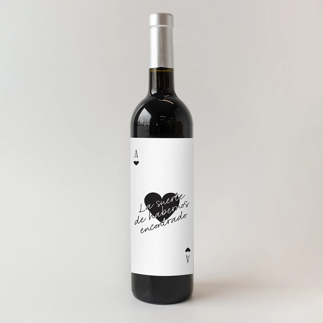 Vino 3V con etiqueta "La suerte de habernos encontrado" 22880