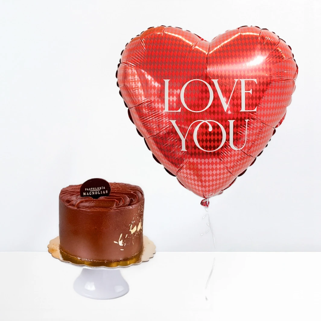 Vanilla Cocoa Magnolias Cake with ''Love You'' Balloon 22959