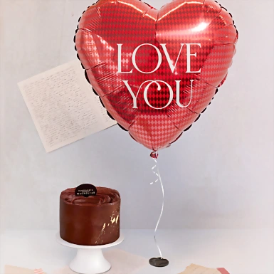 Pastel Vainilla Cocoa Magnolias con Globo ''Love You'' 22959