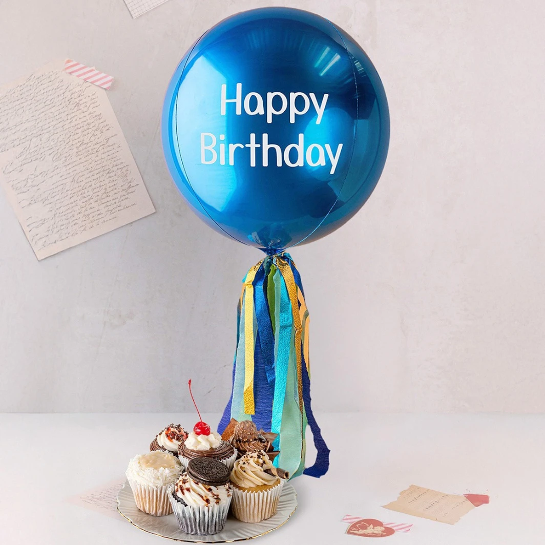 6 Pack Assorted Magnolia Buns with Sphere Balloon ''Happy Birthday'' 22961