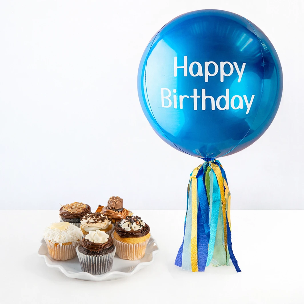 6 Pack Assorted Magnolia Buns with Sphere Balloon ''Happy Birthday'' 22961