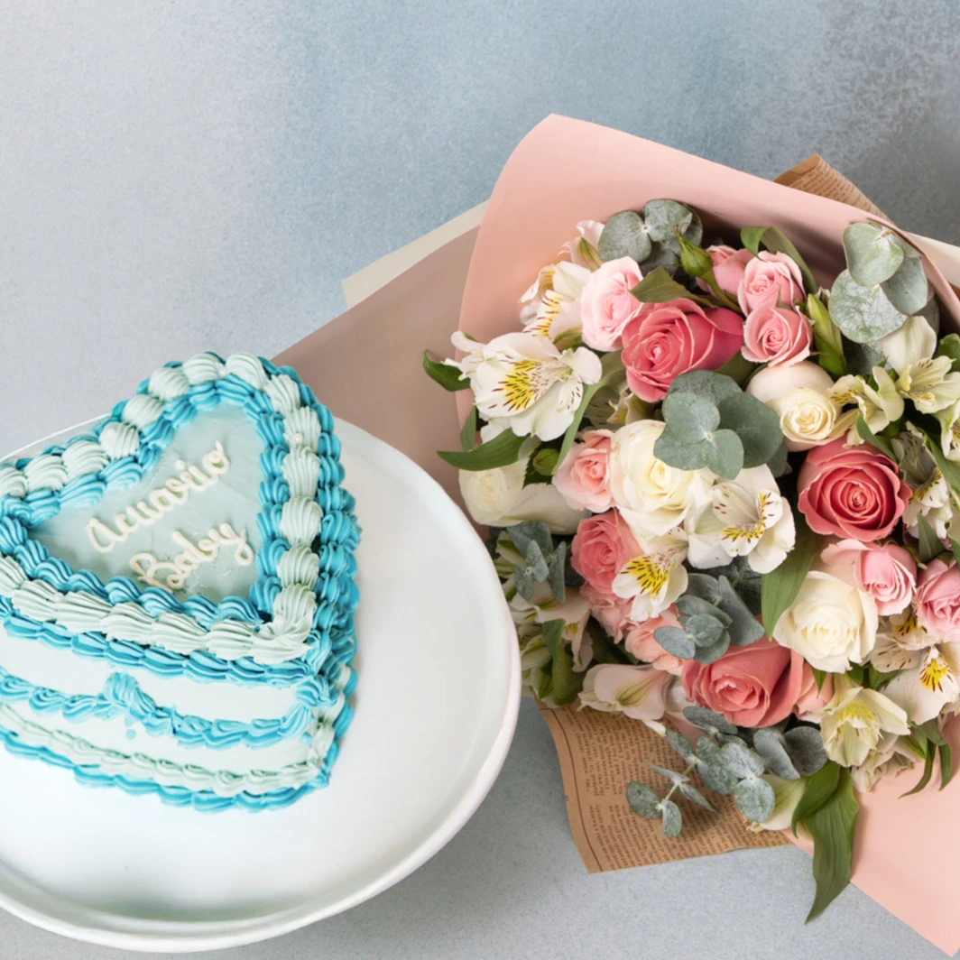 Combo Pastel Acuario con Flores Florence 23066