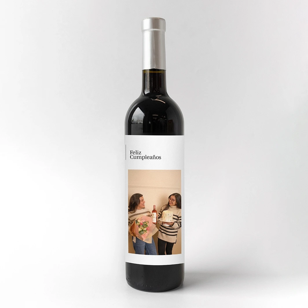 Personaliza Vino 3V "Feliz Cumpleaños" con foto 23129-P