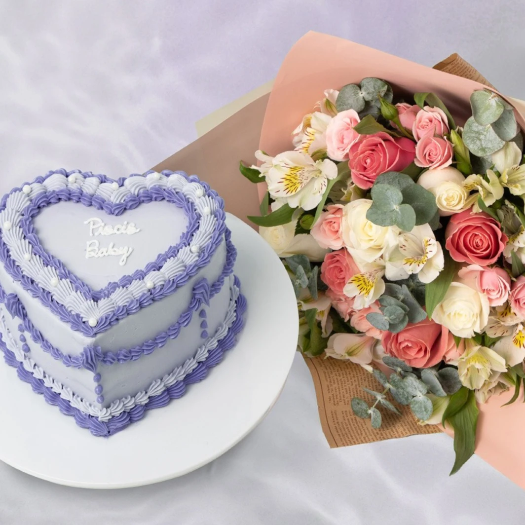Pastel Signo Piscis con Flores 23247