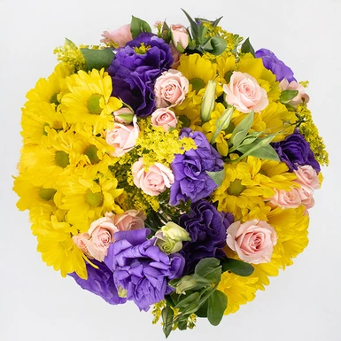 Ramo de Margaritas Amarillas y Lisianthus 23289