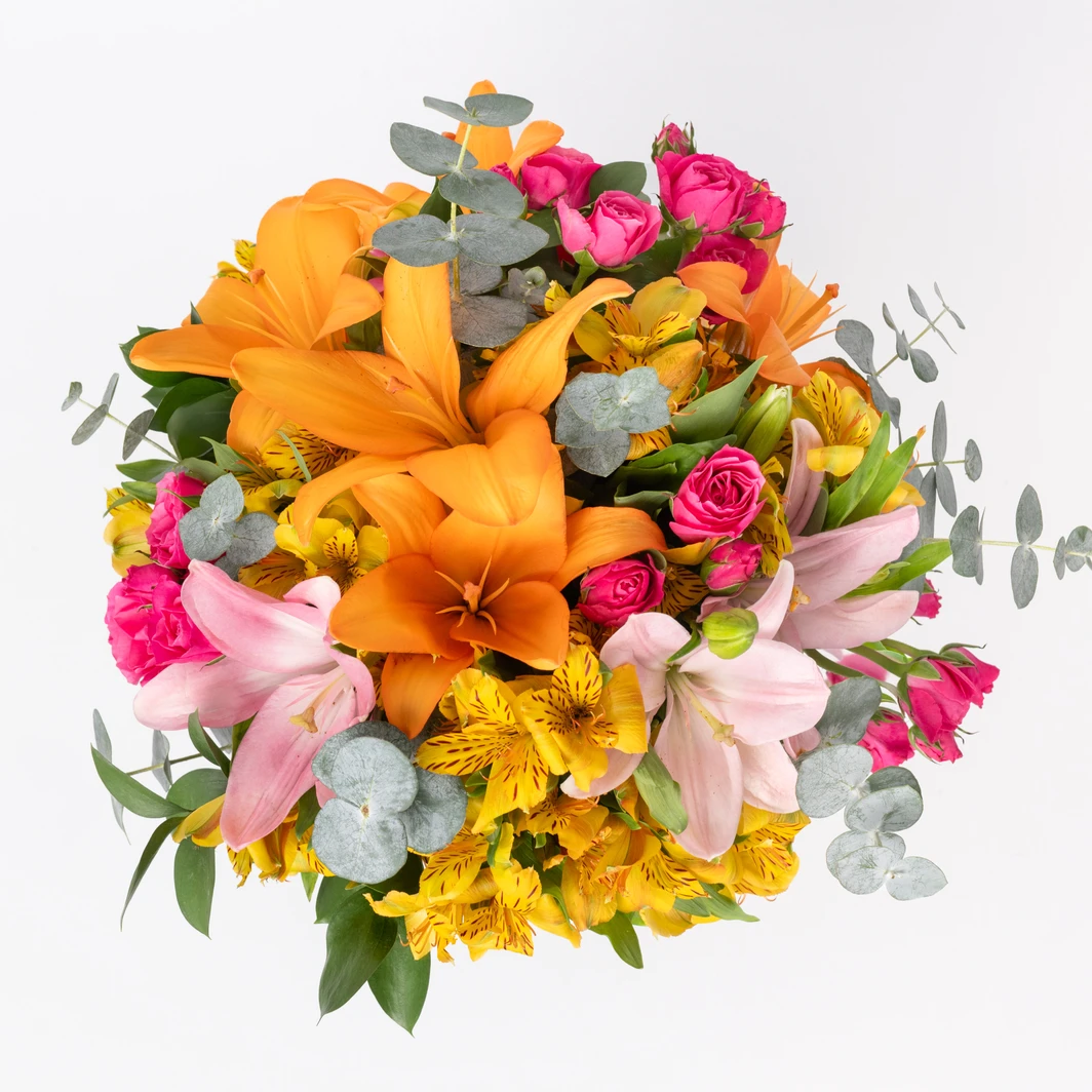 Orange Lilies and Mini Roses Bouquet 23290