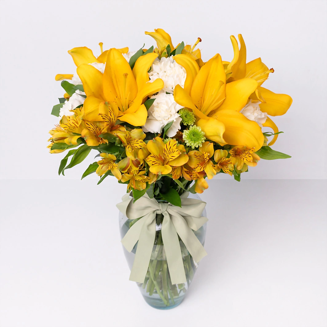 Arrangement of Yellow Lilys and Carnations 23299