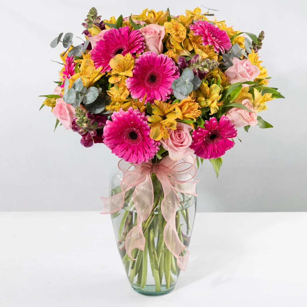 Arrangement of Fuchsia Gerberas and Roses 23314