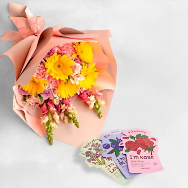 Ramo gerberas amarillas con Mascarillas TonyMoly 23334