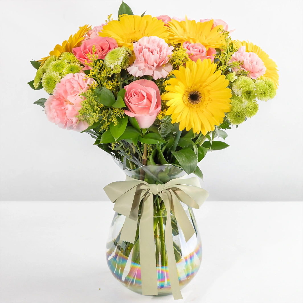 Arreglo de Rosas Rosa y Gerberas Amarillas 23366