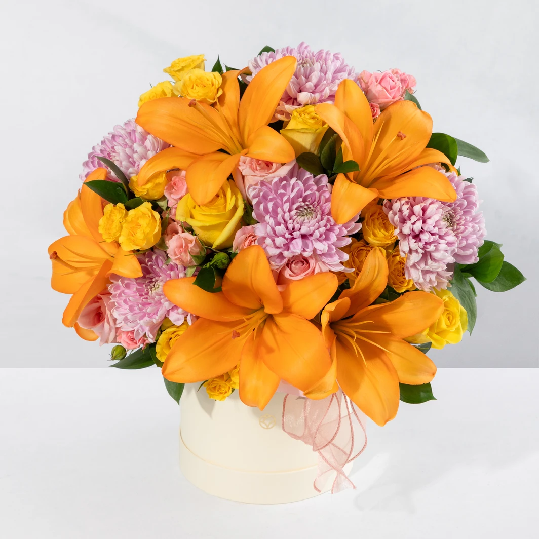 Arrangement of Orange Lilies and Roxanne Flowers 23371