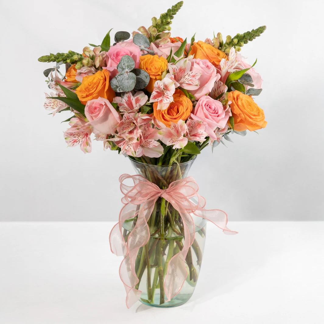 Arreglo de Rosas Rosa y Naranja 23382