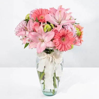 Arreglo de Lilys y Gerberas Rosa 23384