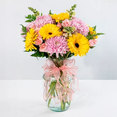 Arreglo de Gerberas Amarillas y Roxanas 23395