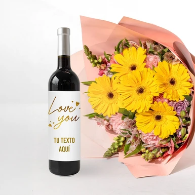 Personaliza 3V "Love you" y Ramo de Gerberas Amarillas 23492