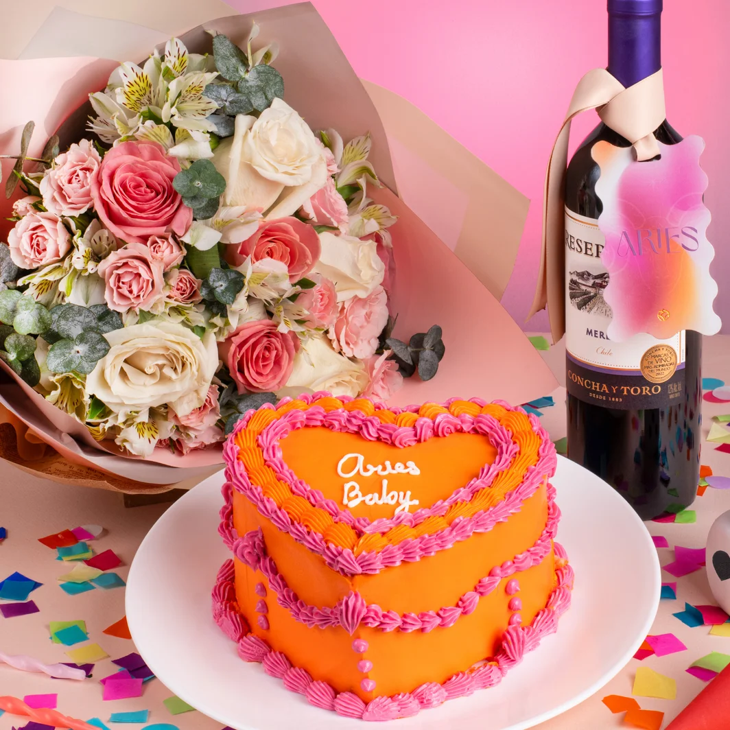 Aries Kit with La Divinata Cake, Flowers and Wine 23502