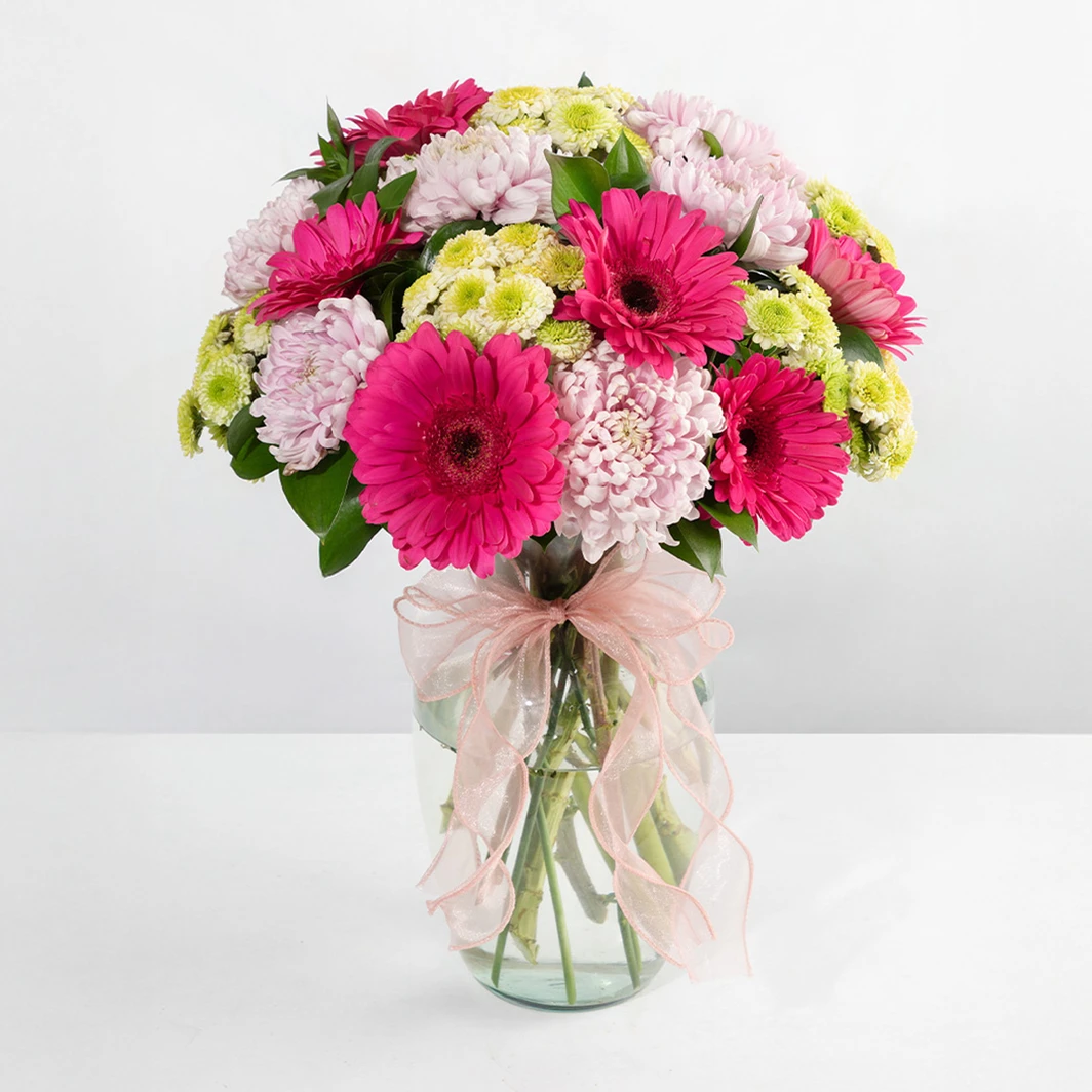 Arrangement of Fuchsia Gerberas and Roxanas 23562