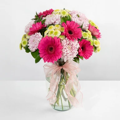 Arreglo de Gerberas Fucsia y Roxanas	 23562