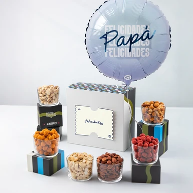 Kit Botanero: Globo "Felicidades Papá" con Botanas Saladas 23579