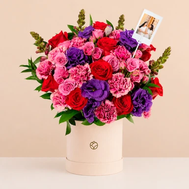 Arreglo de Rosas y Lisianthus con mini foto 23598