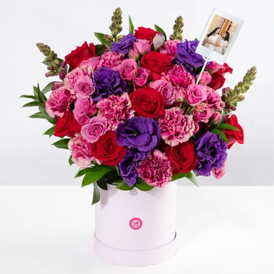 Arreglo de Rosas y Lisianthus con mini foto 23598