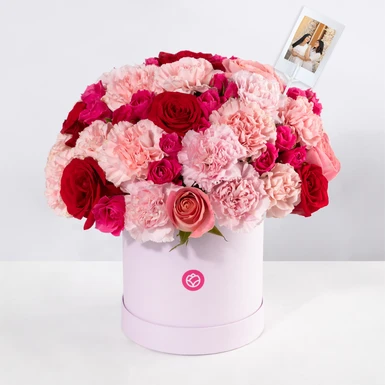 Dulce emoción con Rosas y Claveles con Mini Foto 23763