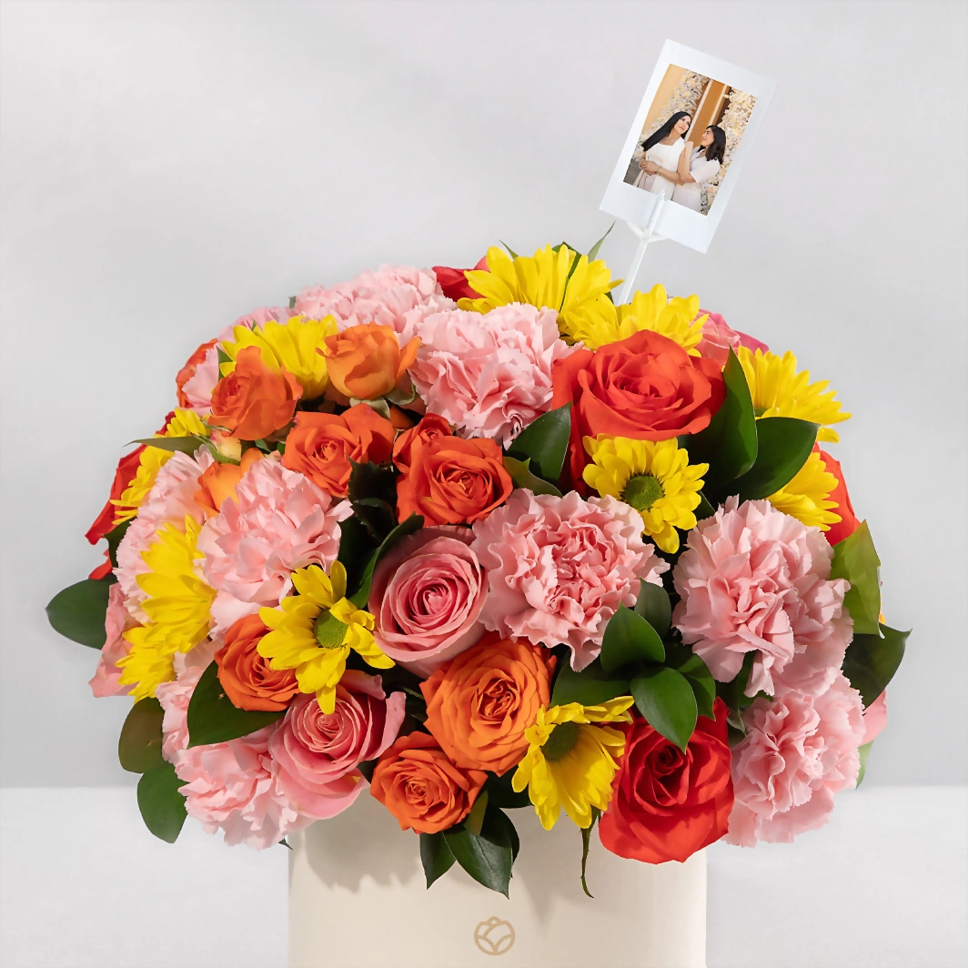 Arreglo de Claveles Rosas y Rosas con mini foto 23764